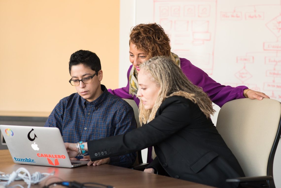 Photo by Christina Morillo: https://www.pexels.com/photo/closeup-photo-of-three-person-looking-at-macbook-air-1181376/