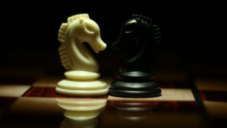Photo by Syed Hasan Mehdi: https://www.pexels.com/photo/two-white-and-black-chess-knights-facing-each-other-on-chess-board-839428/