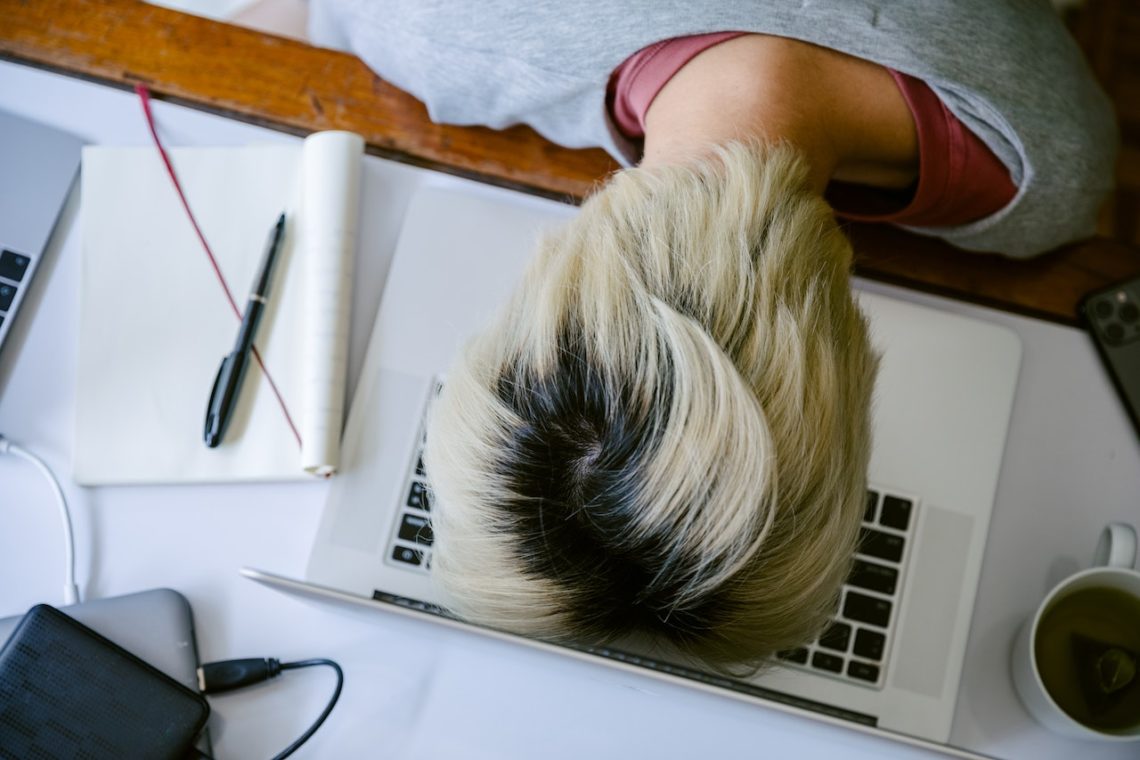 Photo by Ketut Subiyanto: https://www.pexels.com/photo/exhausted-woman-with-head-on-keyboard-4126694/