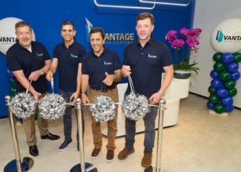 Sureel Choksi, president and CEO of Vantage (second from left); Jeff Tench, executive vice president, North America and APAC of Vantage (right); Giles Proctor, COO of Vantage APAC (left); and, Sharif Metwalli, CFO, Global of Vantage (second from right)