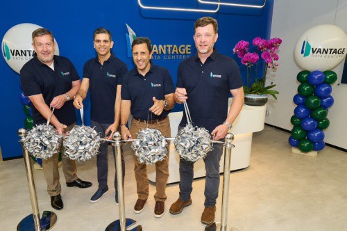 Sureel Choksi, president and CEO of Vantage (second from left); Jeff Tench, executive vice president, North America and APAC of Vantage (right); Giles Proctor, COO of Vantage APAC (left); and, Sharif Metwalli, CFO, Global of Vantage (second from right)