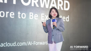 Selina Yuan, President of International Business at Alibaba Cloud, speaks at Alibaba Cloud AI & Big Data Summit in Singapore
