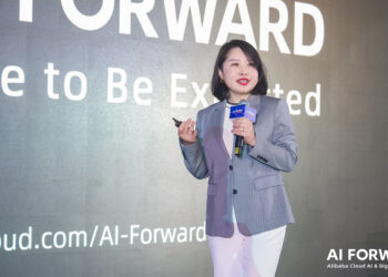Selina Yuan, President of International Business at Alibaba Cloud, speaks at Alibaba Cloud AI & Big Data Summit in Singapore