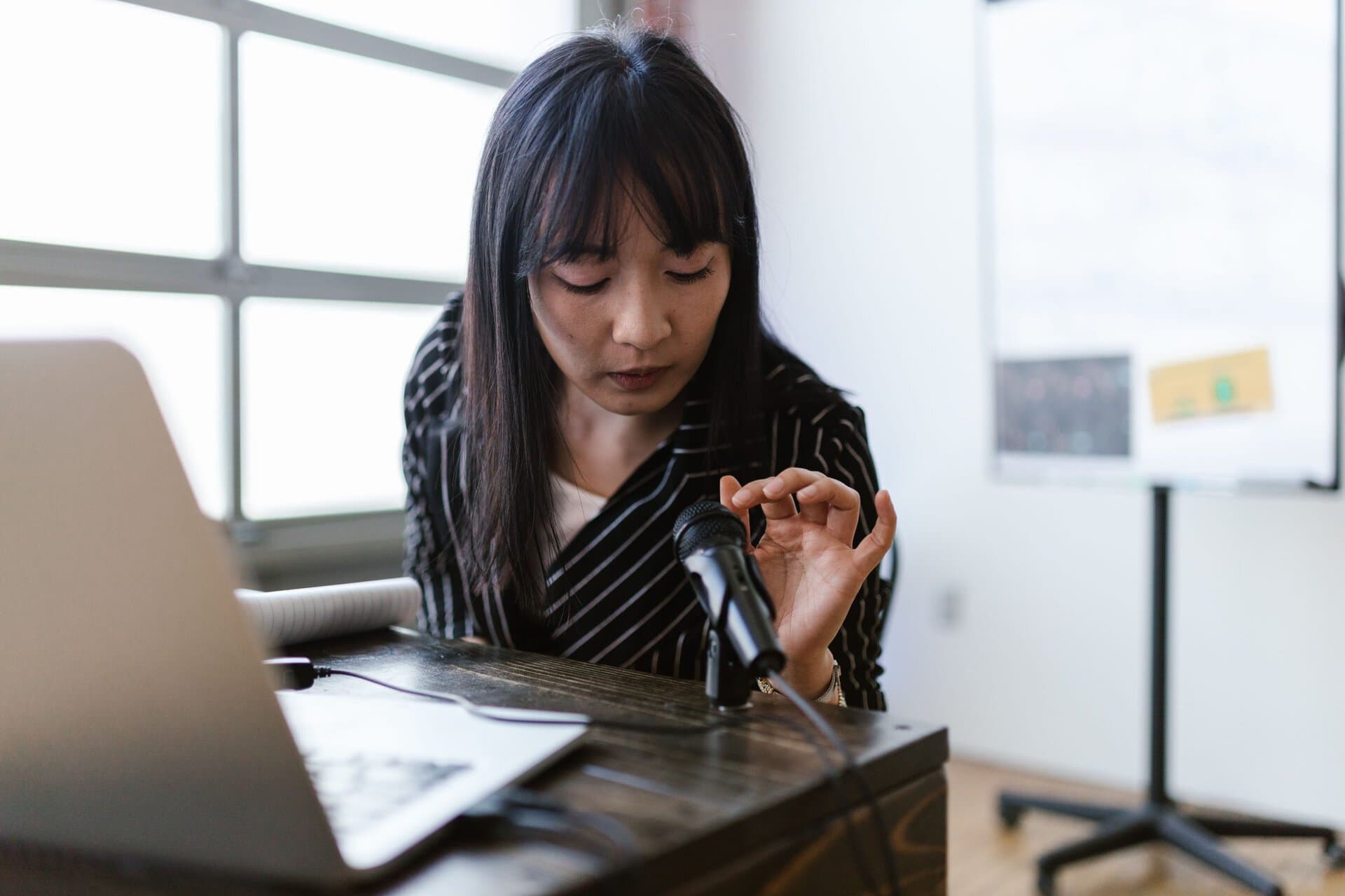 Photo by RDNE Stock project: https://www.pexels.com/photo/woman-testing-the-microphone-8369650/