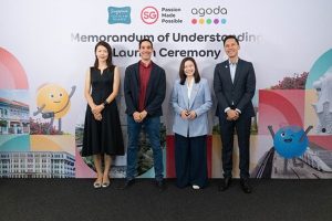 From left to right: Jun Dong, Agoda Vice President, Omri Morgenshtern, Agoda chief executive officer, Melissa Ow, STB chief executive, and Terrence Voon, STB executive director, Southeast Asia, at the MOU launch ceremony on 13 August.